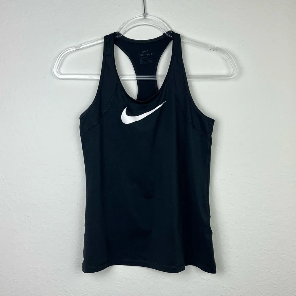 Nike Black Tank Top Front White Swoosh